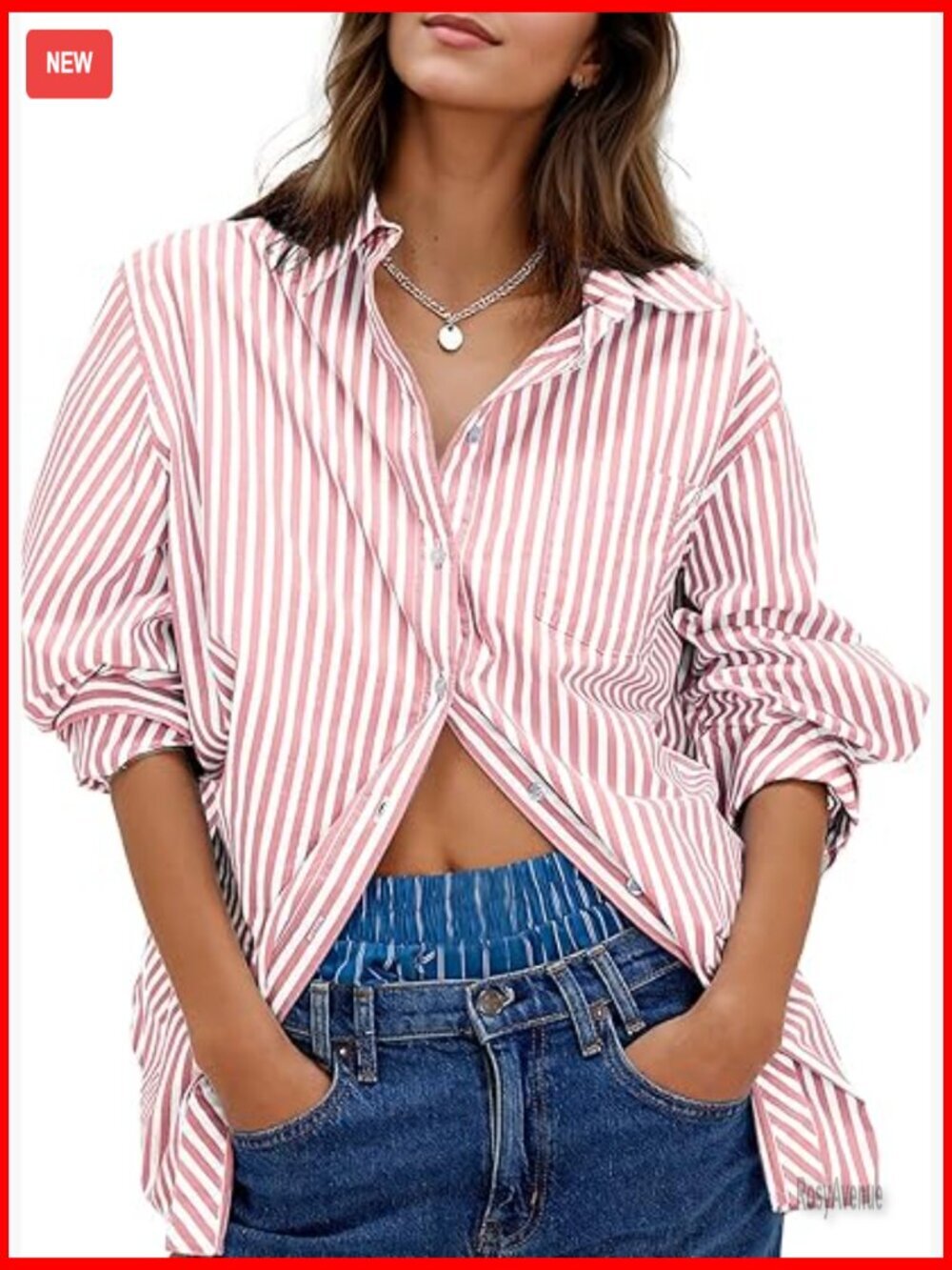 Oversize Button Down Shirt Long Sleeve Blouse Casual Office Top